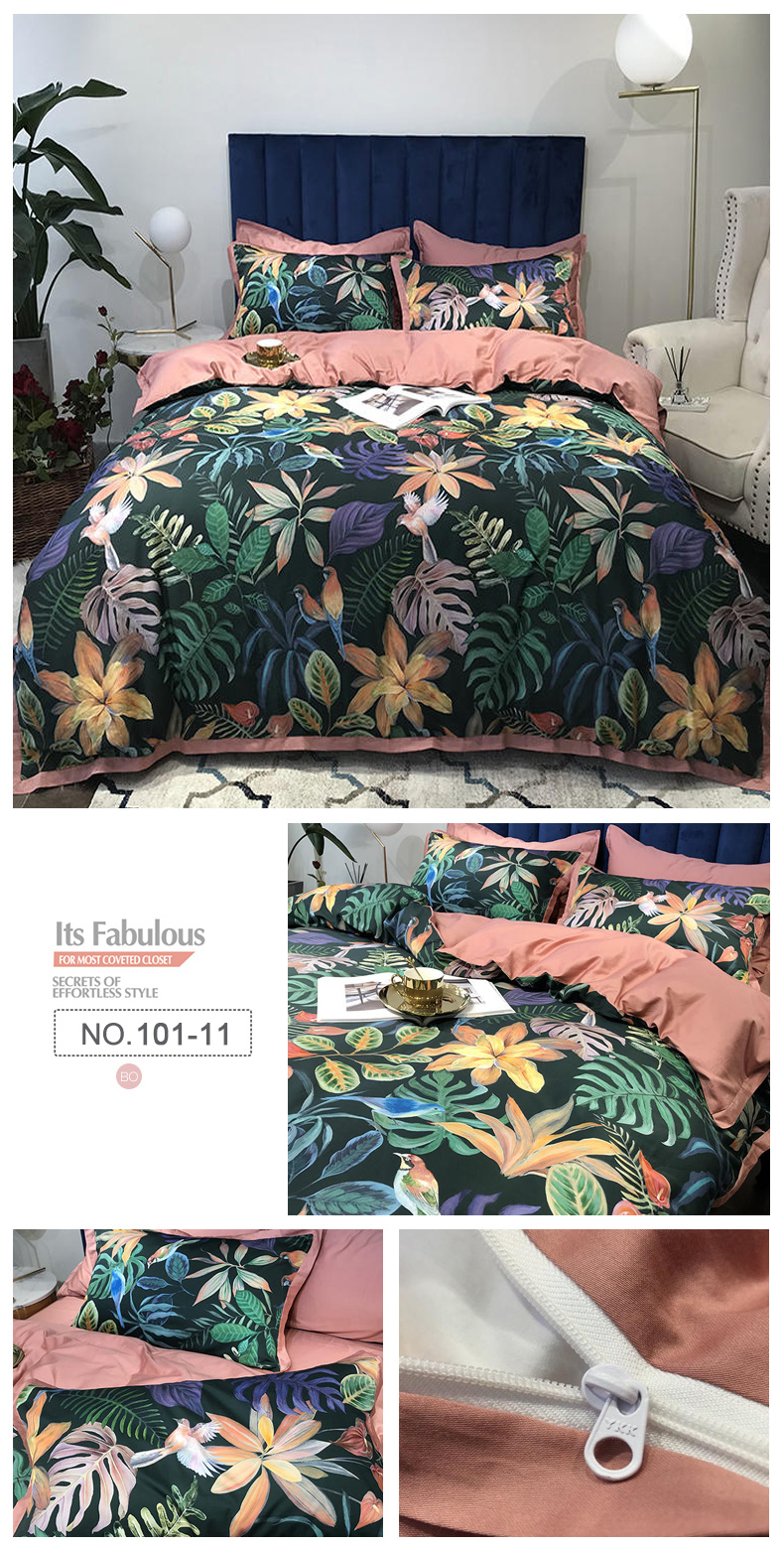 New Product Fashion Style Bed Linen Cotton Printed Soft for 4PCS Double Bed Sheet
