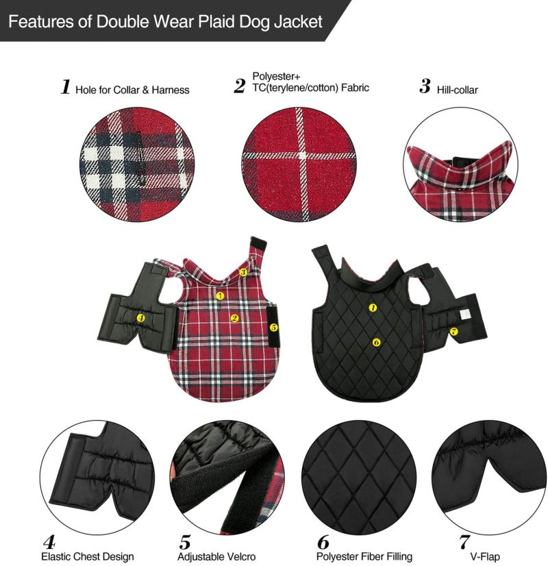 Dog Jackets for Winter Windproof Waterproof Reversible Dog Coat