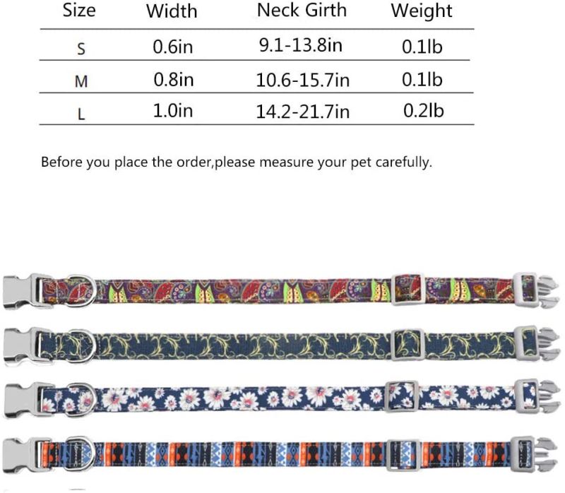 Pattern Female Dog Collar Quick Release Adjustabe Pet Gift Dog Collar