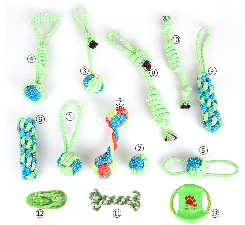 Fatory Direct 9 Piece Set Pet Cotton Chew Rope Toy for Dogs and Cats
