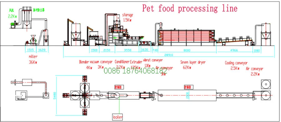 Fully Automatic Kibble Dry Dog Fish Feed Cat Pet Food Machine