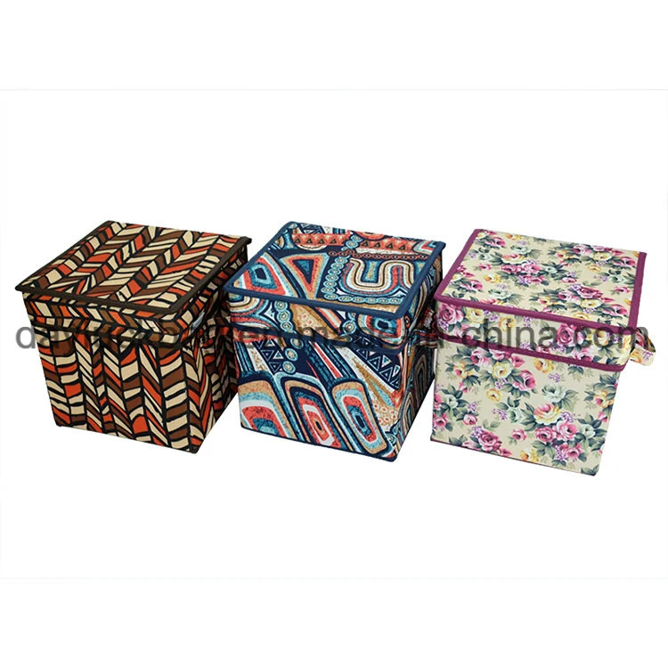 Printed Dual Handles Non Woven fabric Foldable Toy Collapsible Storage Box