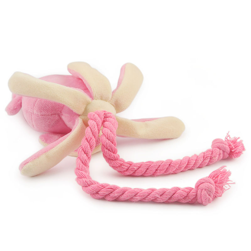 Cute Squid Dog Toy Octopus Cute Plush Pet Puppy Rope Toys Pink Chew Squeak Toys