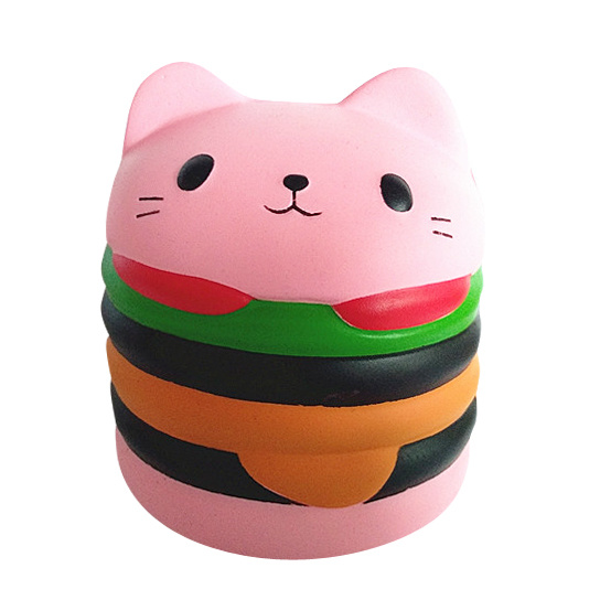 New Product 2020 Hamburger Cat Slow Rising PU Squishy Kids Children Toys Customizable Promotional