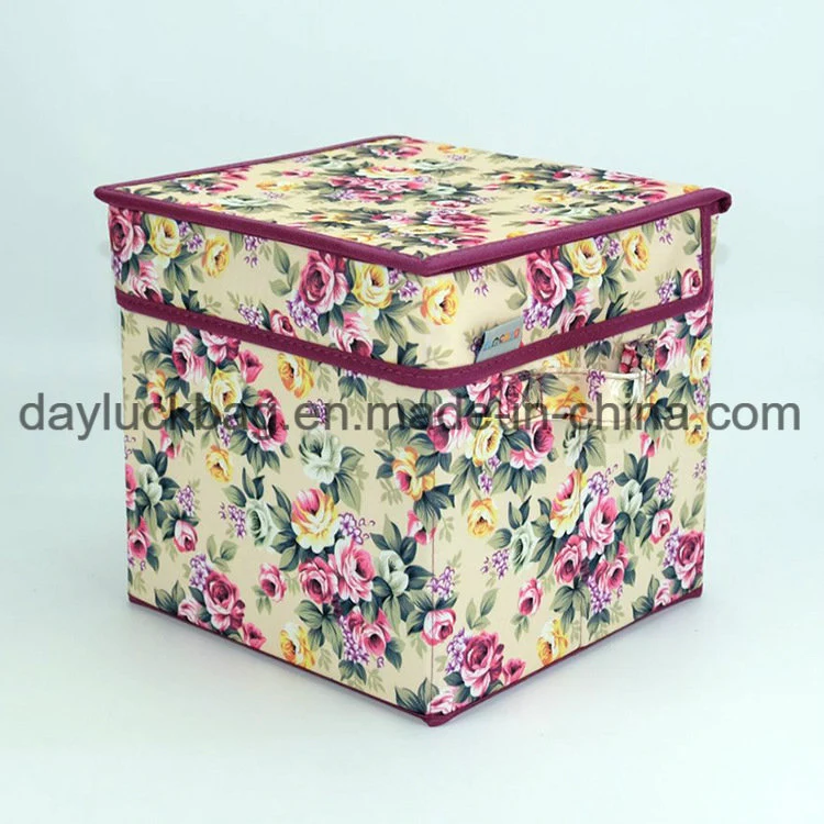 Printed Dual Handles Non Woven fabric Foldable Toy Collapsible Storage Box