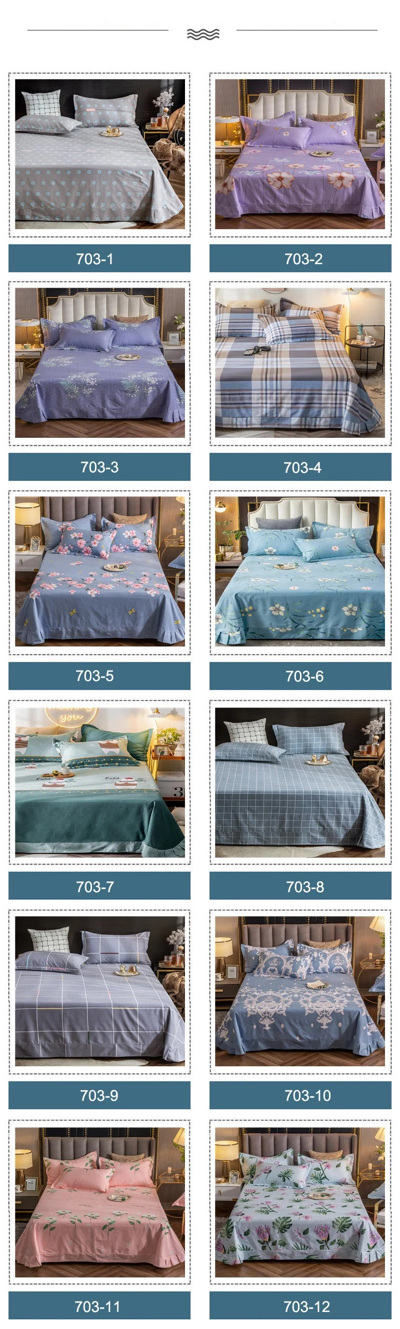 Wholesale Market Bed Sheet Set Cheap Price Comfortable Wrinkle for Twin Bed