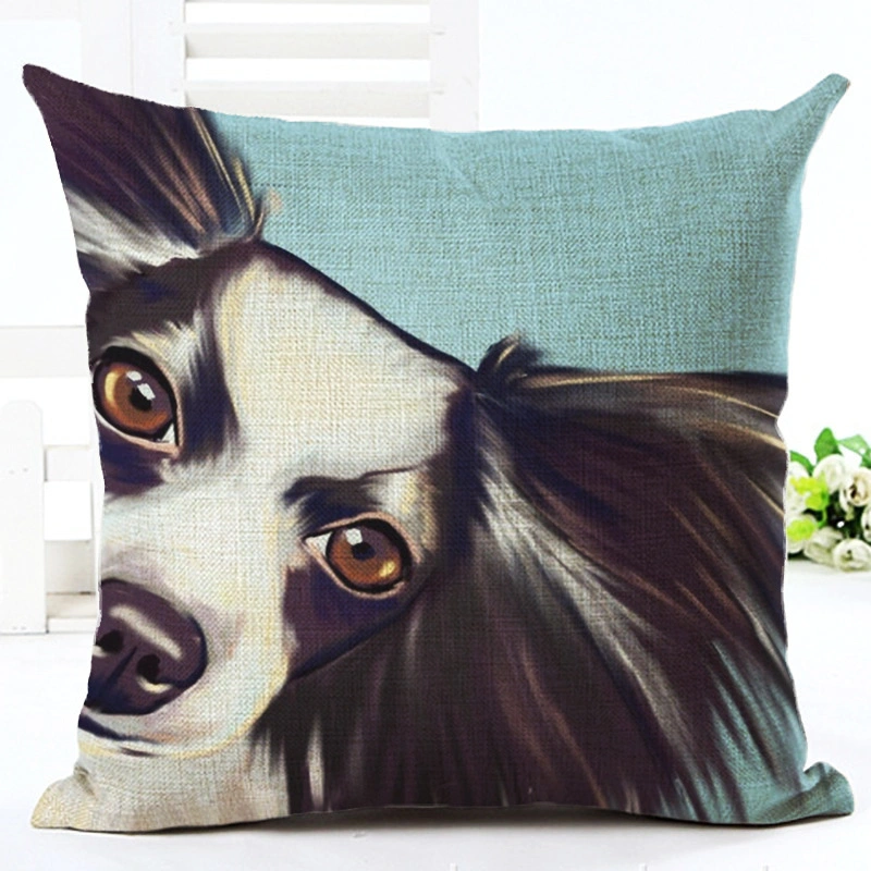 Cartoon Dog Series Linen Pillowcase Living Room Sofa Digital Printed Cushion Cover