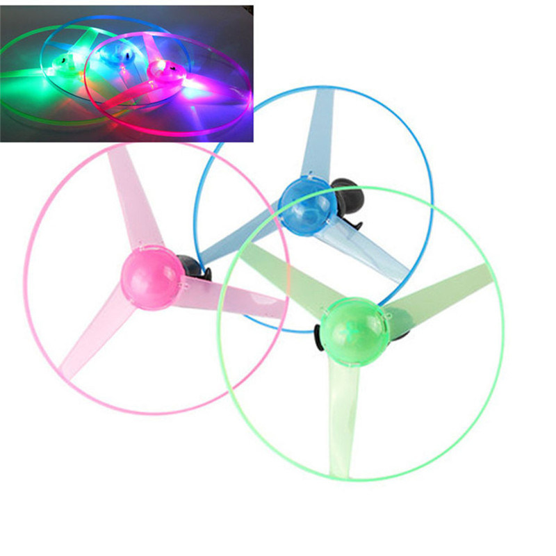 Funny Colorful Pull String UFO LED Flying Disc Plastic Toys