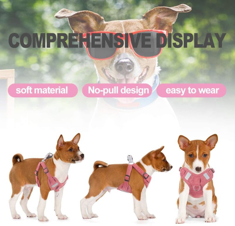 No Pull Harness for Puppies Made by Soft Suede Fabric for Small and Medium Dogs