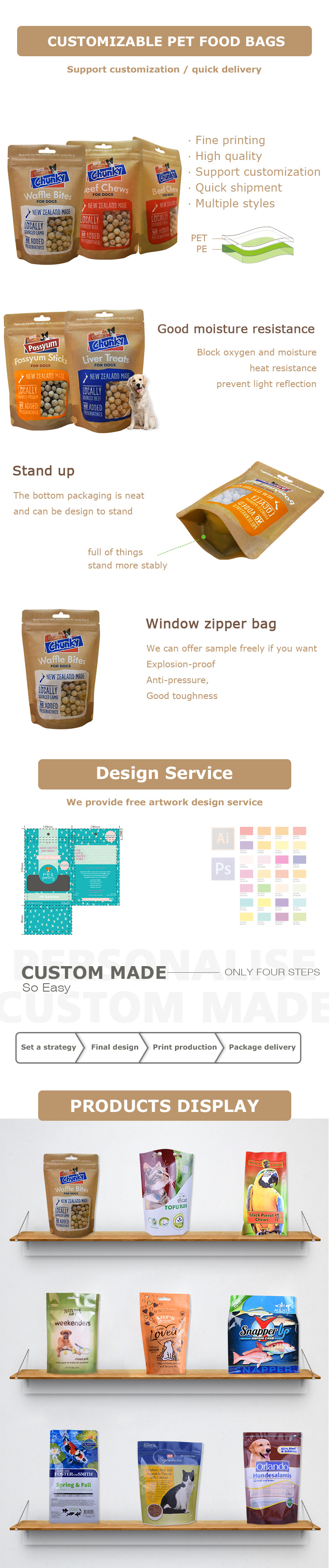 Recyclable Hot Sale Printed Stand up Pouch Dog Snack Packaging Bags