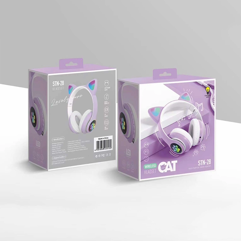 Amazon Hot Sale Wireless LED Cat Ears Bluetooth Headphone Earphone Headset Girl Cute Design