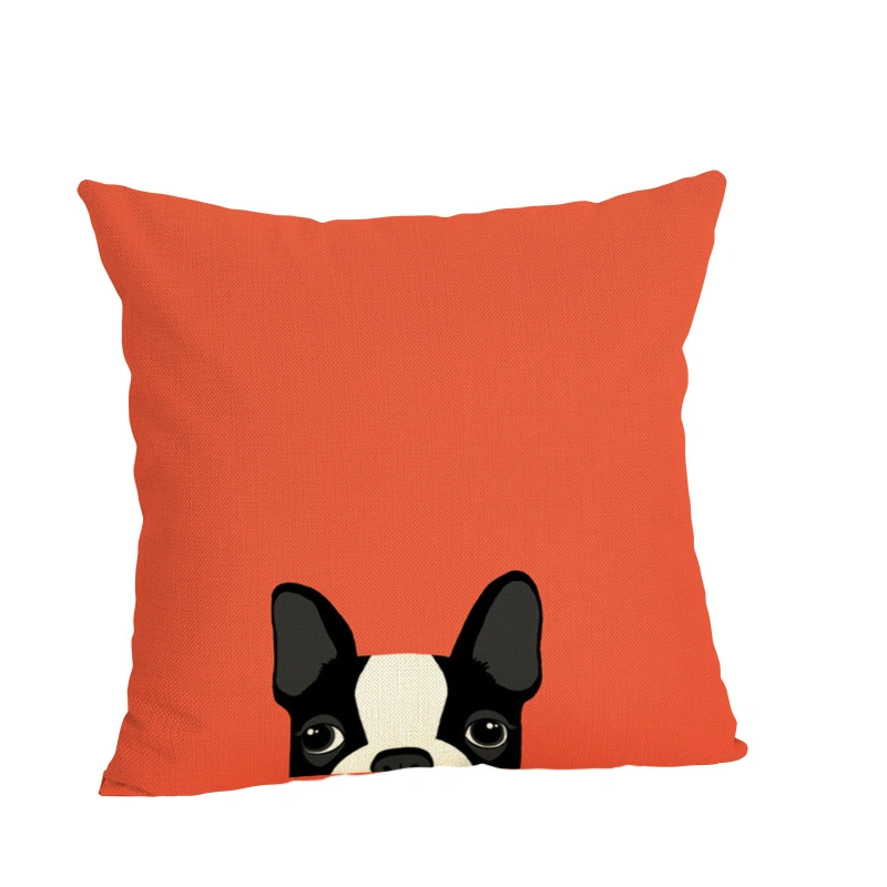 Cute Colorful Pet Dog Series Linen Pillowcase Living Room Sofa Cushion Cover