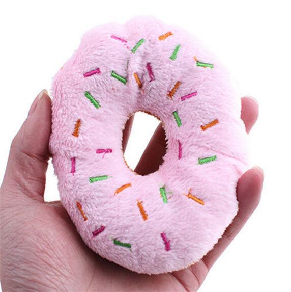 Lovely Pet Squeaker Plush Donut Toys