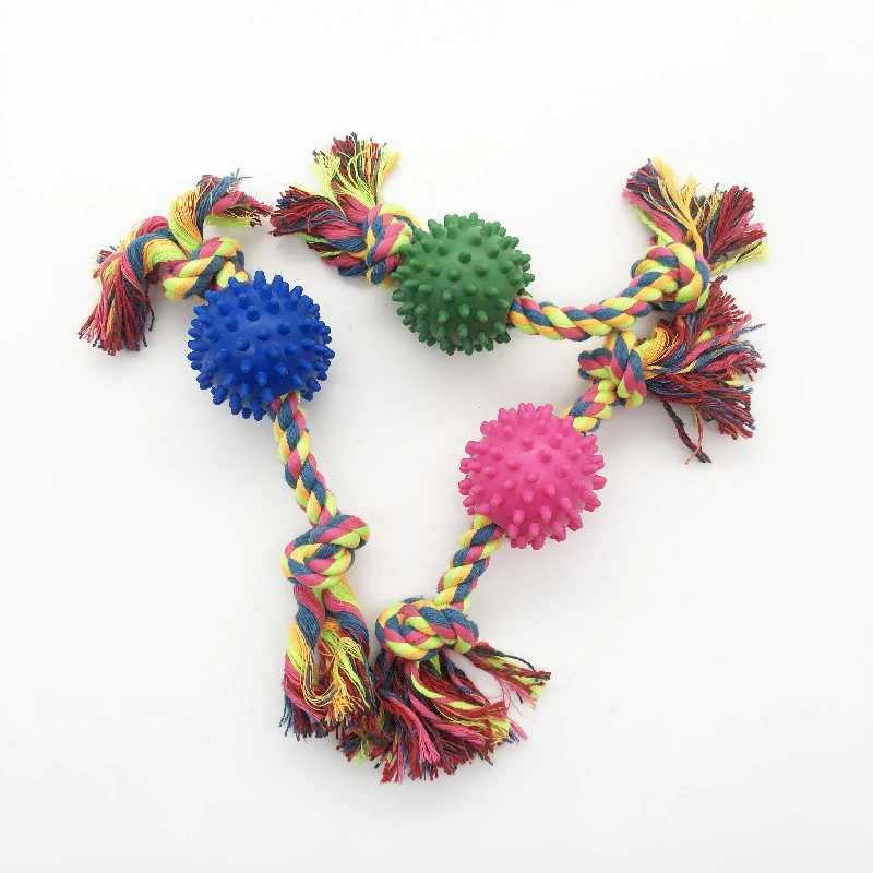 Pet Products Cotton Polyester Rope Rubber Chew Play Toy for Dogs and Cats