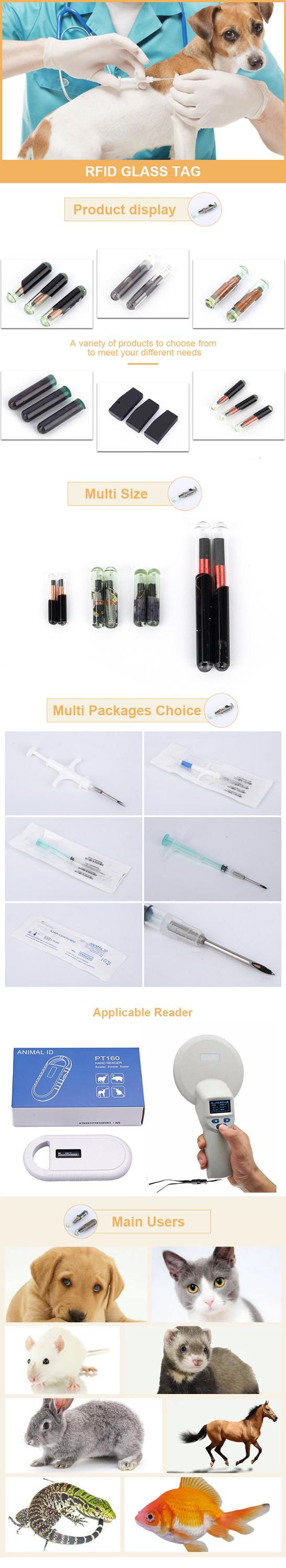 134.2 kHz 8mm Pet Animal Bio-Glass Syringe, RFID Microchips for Dogs