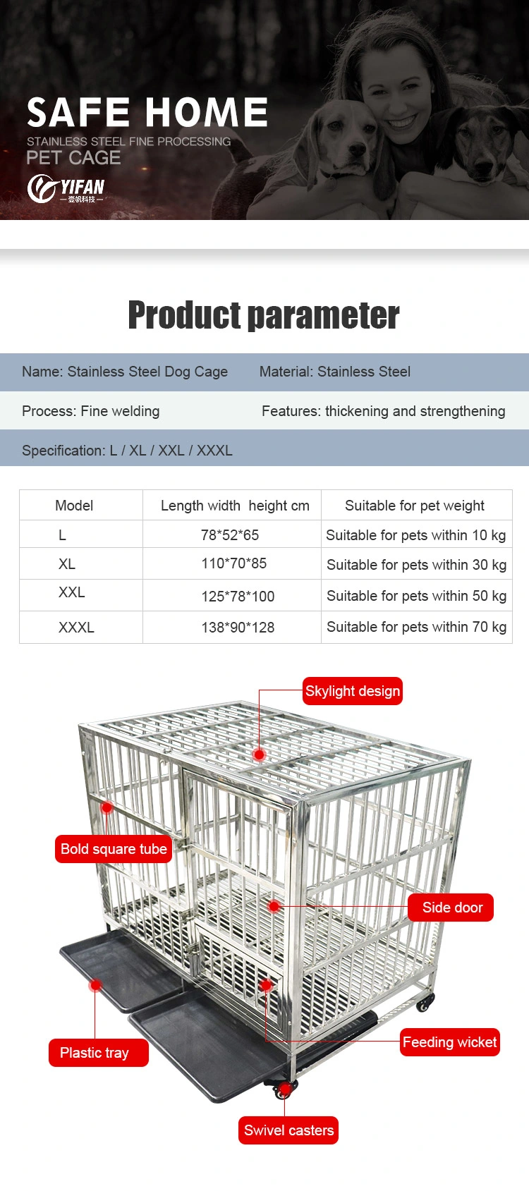 Heavy Duty Pet Dog Cage Carrier House Supplier