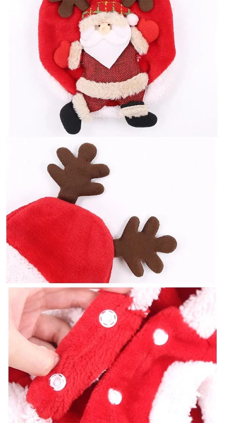 Christmas Santa Costume Kitten Puppy Outfit Hoodie Warm Pet Dog Clothes Clothing Accessories