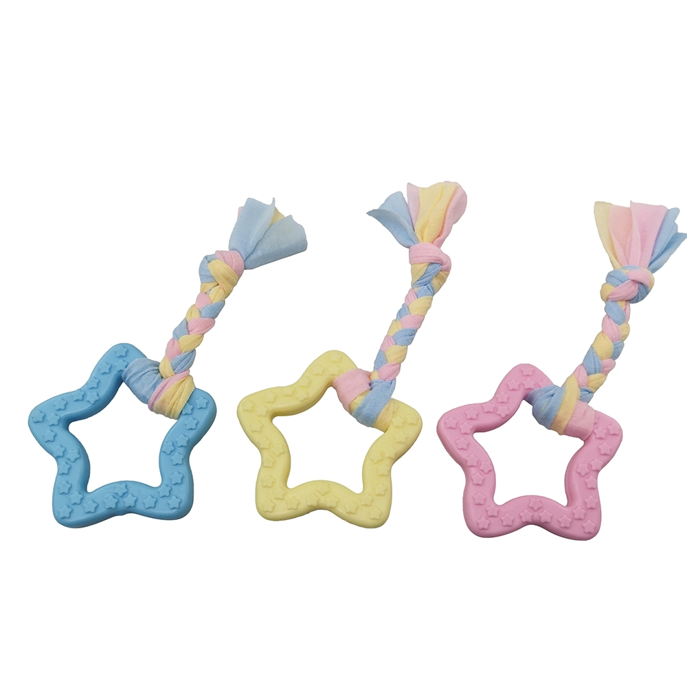 TPR Pet Chew Toy with Colorful Rope (Star Shape)