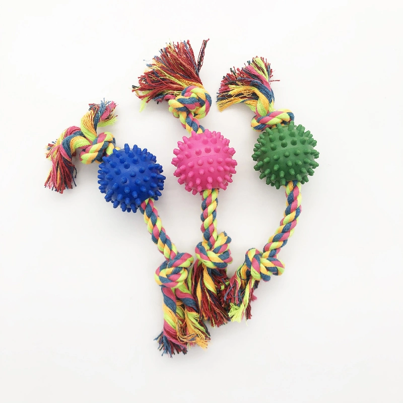 Pet Products Cotton Polyester Rope Rubber Chew Play Toy for Dogs and Cats