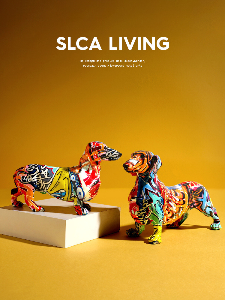 Contemporary Art Polyresin Sausage Dog Home Decorative Ornaments