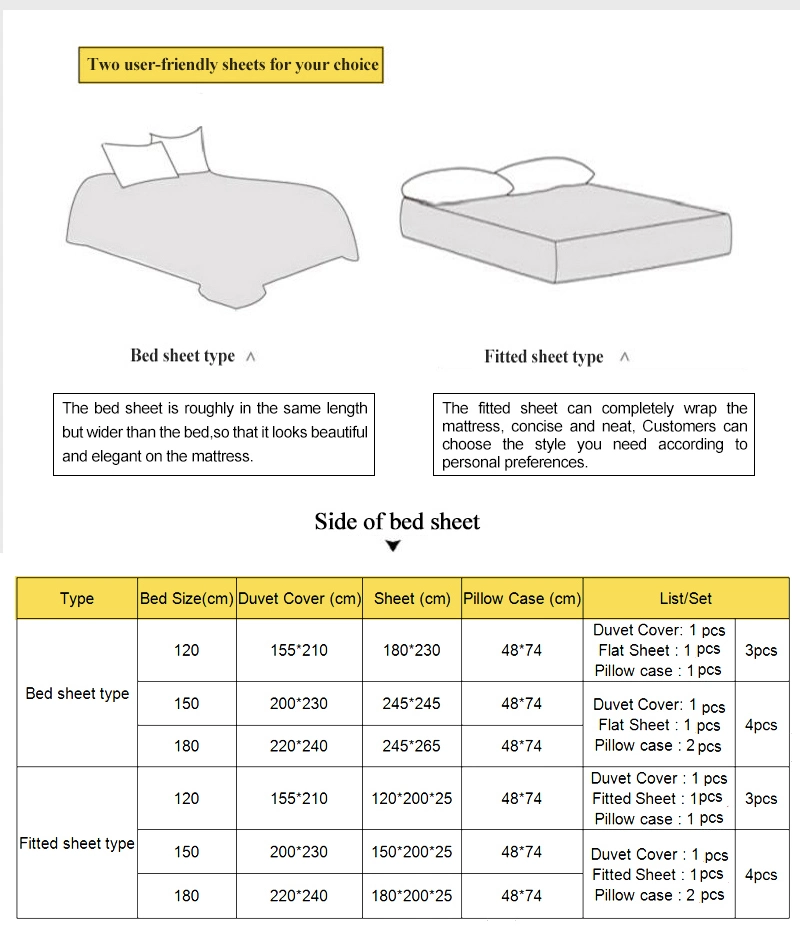 Made in China Best Quality Bed Linen Cotton Brushed Fabric Soft for Single 3PCS Bed Sheet