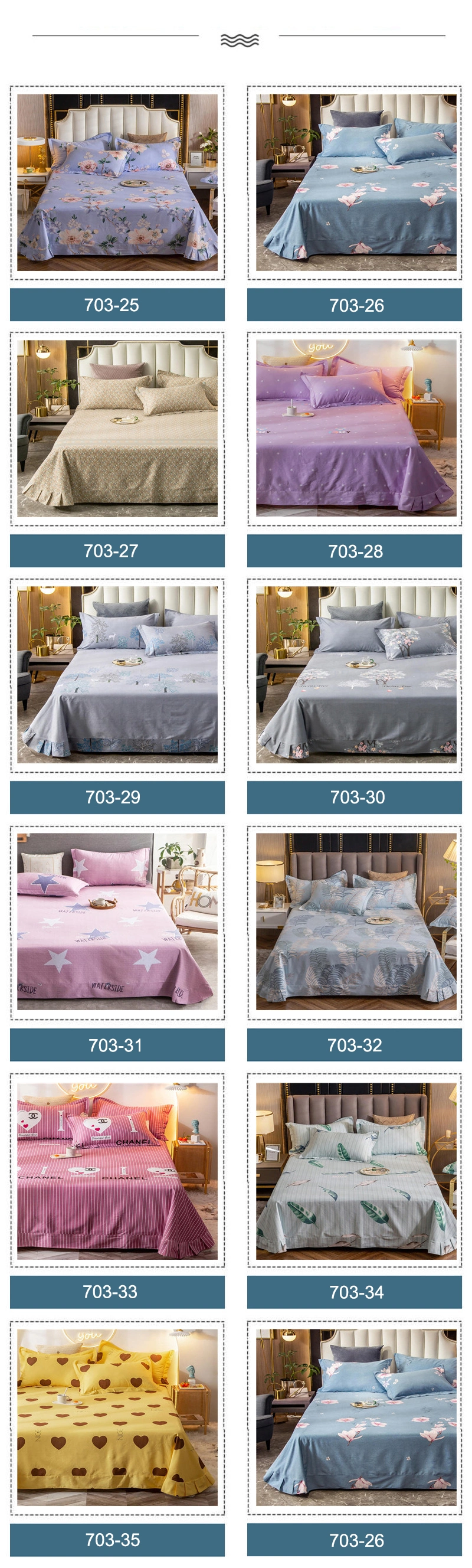 New Product Bed Sheet Set Best Quality Comfortable Fade Washed Blue Leaf Printing Double Bed Linen