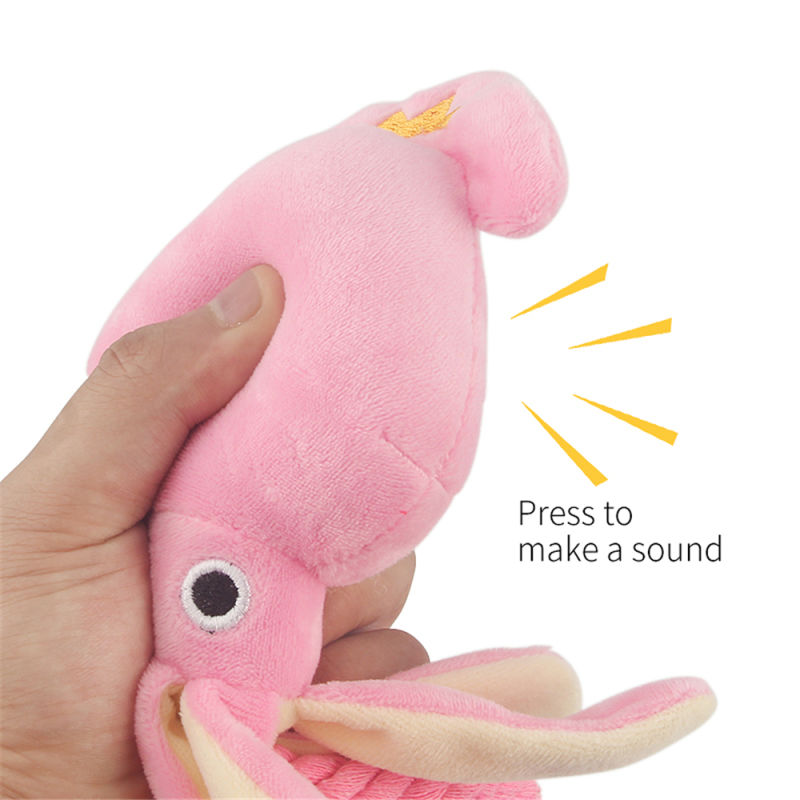 Cute Squid Dog Toy Octopus Cute Plush Pet Puppy Rope Toys Pink Chew Squeak Toys