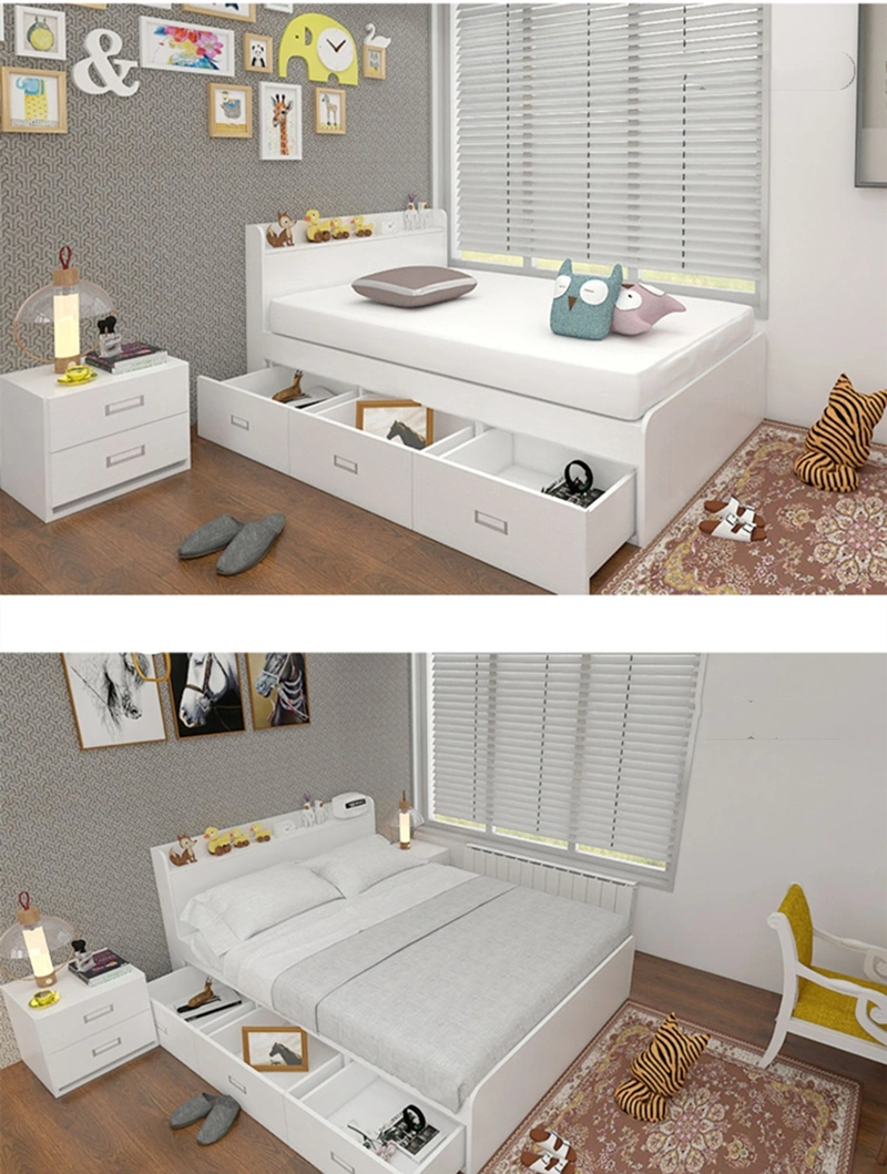 Comfortable Modern Wooden Children Bunk Bed Bedroom Furniture Kid Bed with Wardrobe
