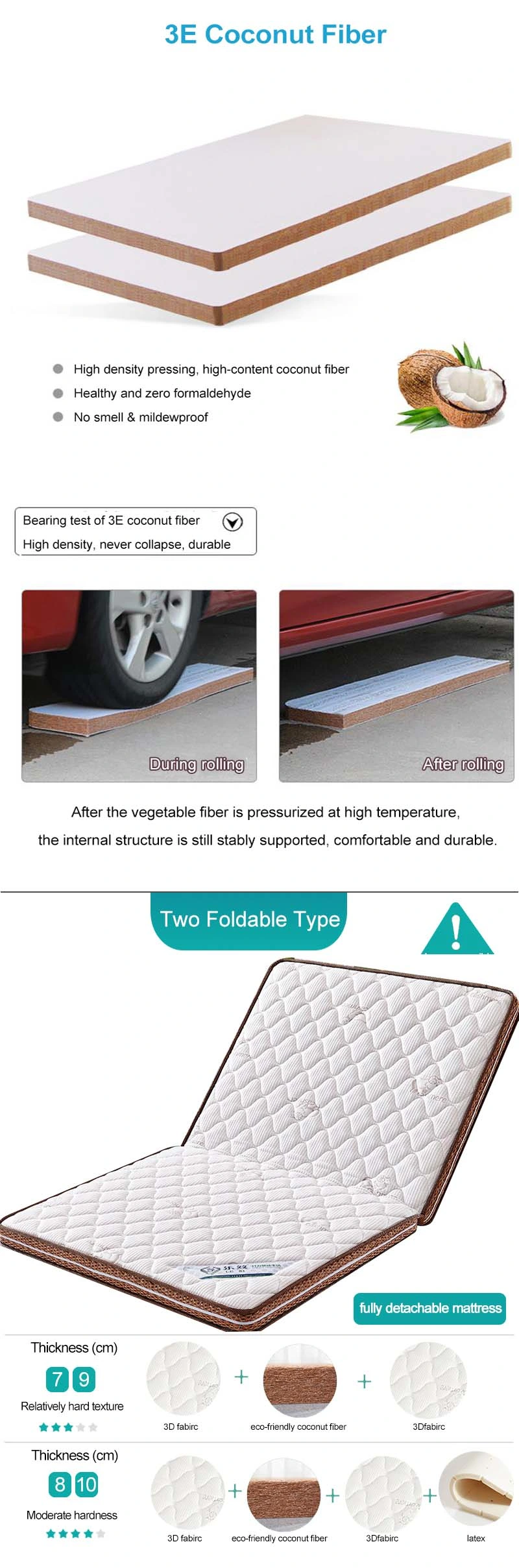 Home Latex Sleeping Tatami Folding Detachable Washable 8cm Double Bed