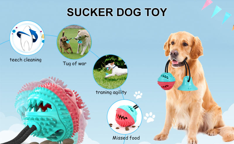 Dog Toy Suction Cup Pet Molar Bite Ball Interactive Dog Chewing Toy