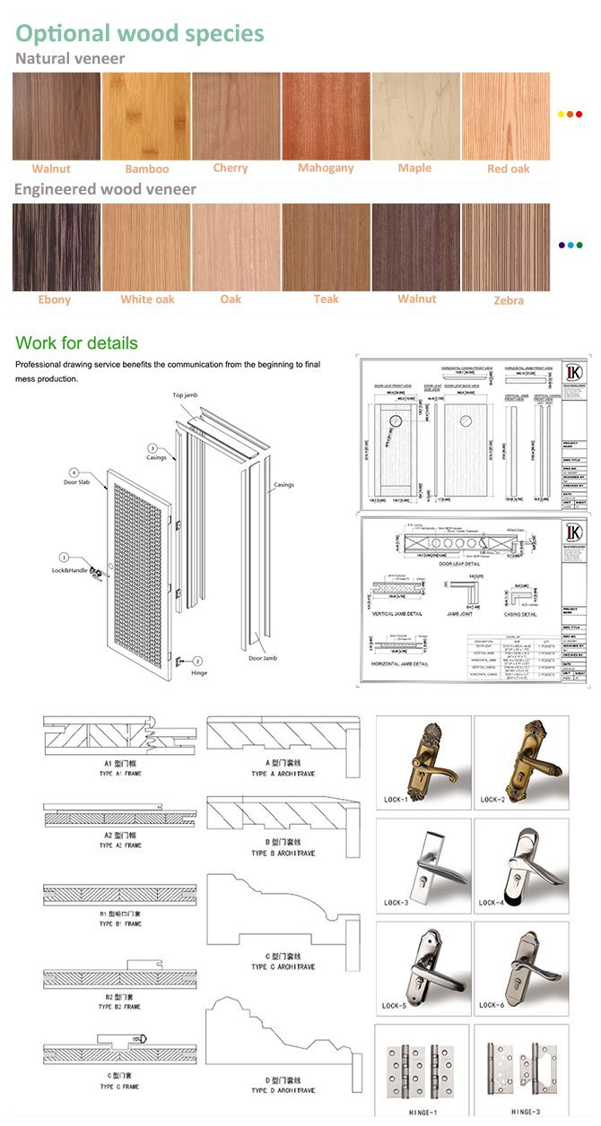 2018 New Design Interior Wood Door for Bedroom
