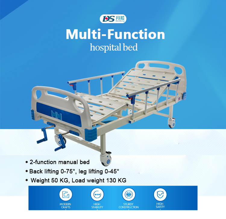 Manufacturer Wholesale of ABS Adjustable Hospital Ward Use Beds 2 Cranks Manual Beds