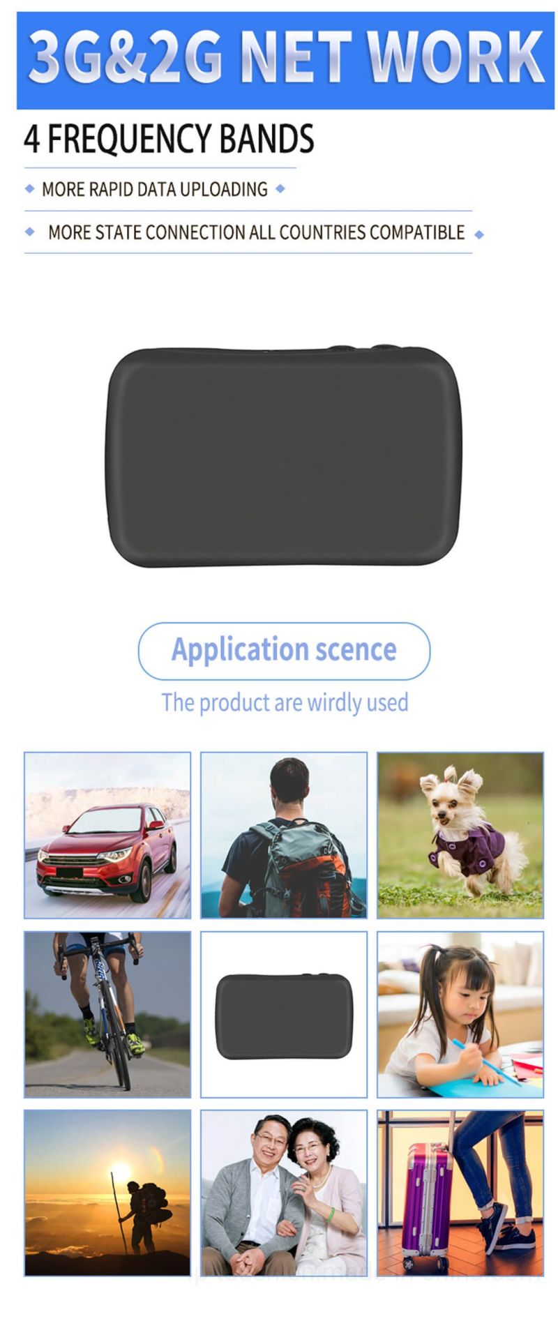 3G Mini Pets Tracking GPS for Pets with Large Battery Capacity T203