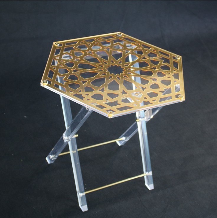 Custom Double-Side Gold Acrylic Folding Table