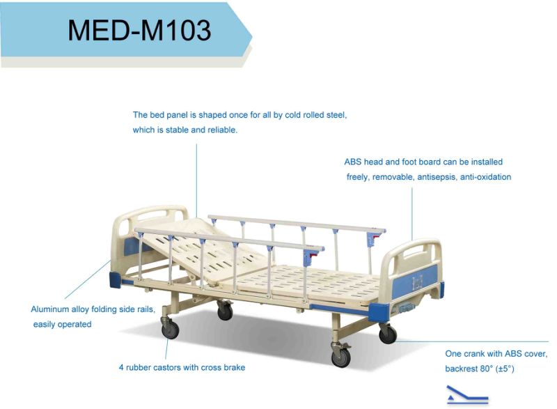 ISO Hand Crank Medical Adjustable Hospital Beds for Patient