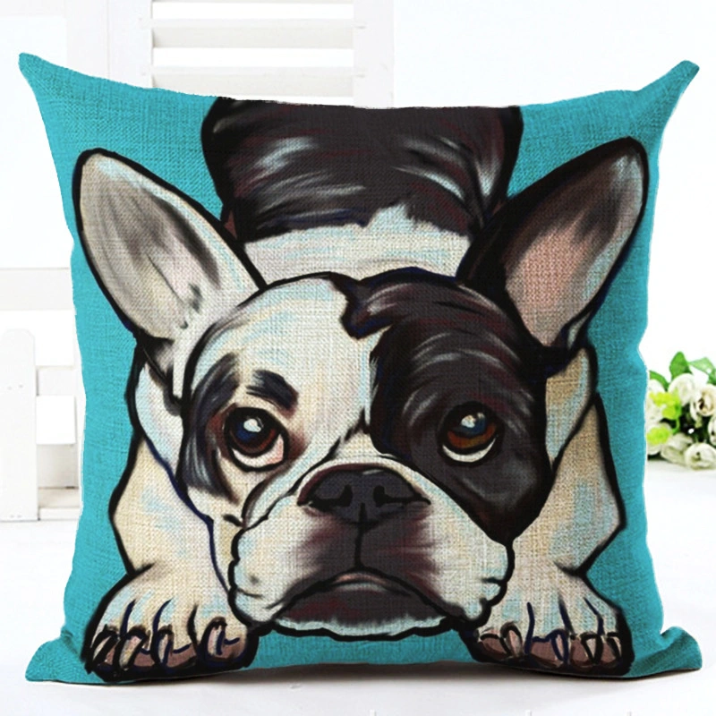Cartoon Dog Series Linen Pillowcase Living Room Sofa Digital Printed Cushion Cover