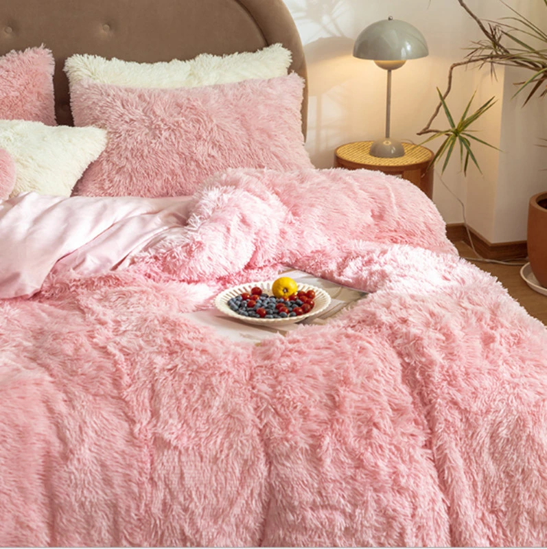 Luxury Fluffy Bed Sheets 100% Polyester Fluffy Bed Covers Bedding Set Comforter for Low Price Wholesale