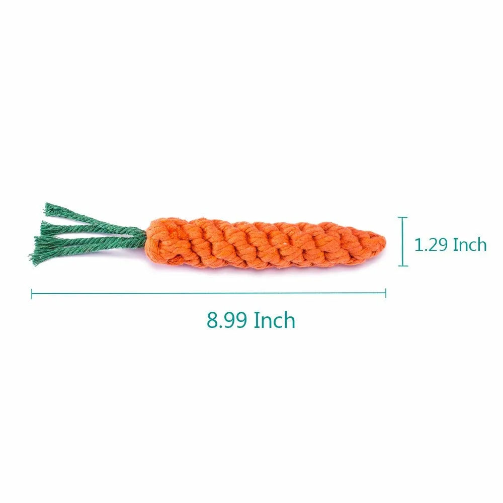 Puppy Small Medium Dog Rope Chew Toys Durable Carrot for Pet Tooth Cleaning/Chewing/Playing