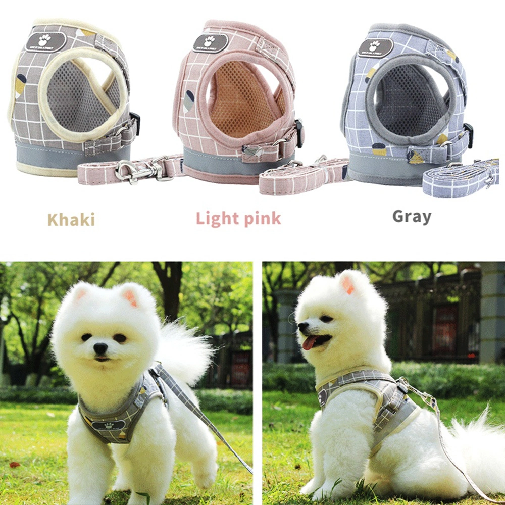 Nylon Mesh Reflective Dogs Harness and Leash Set Dogs Vest Harness Leads Pet Clothes