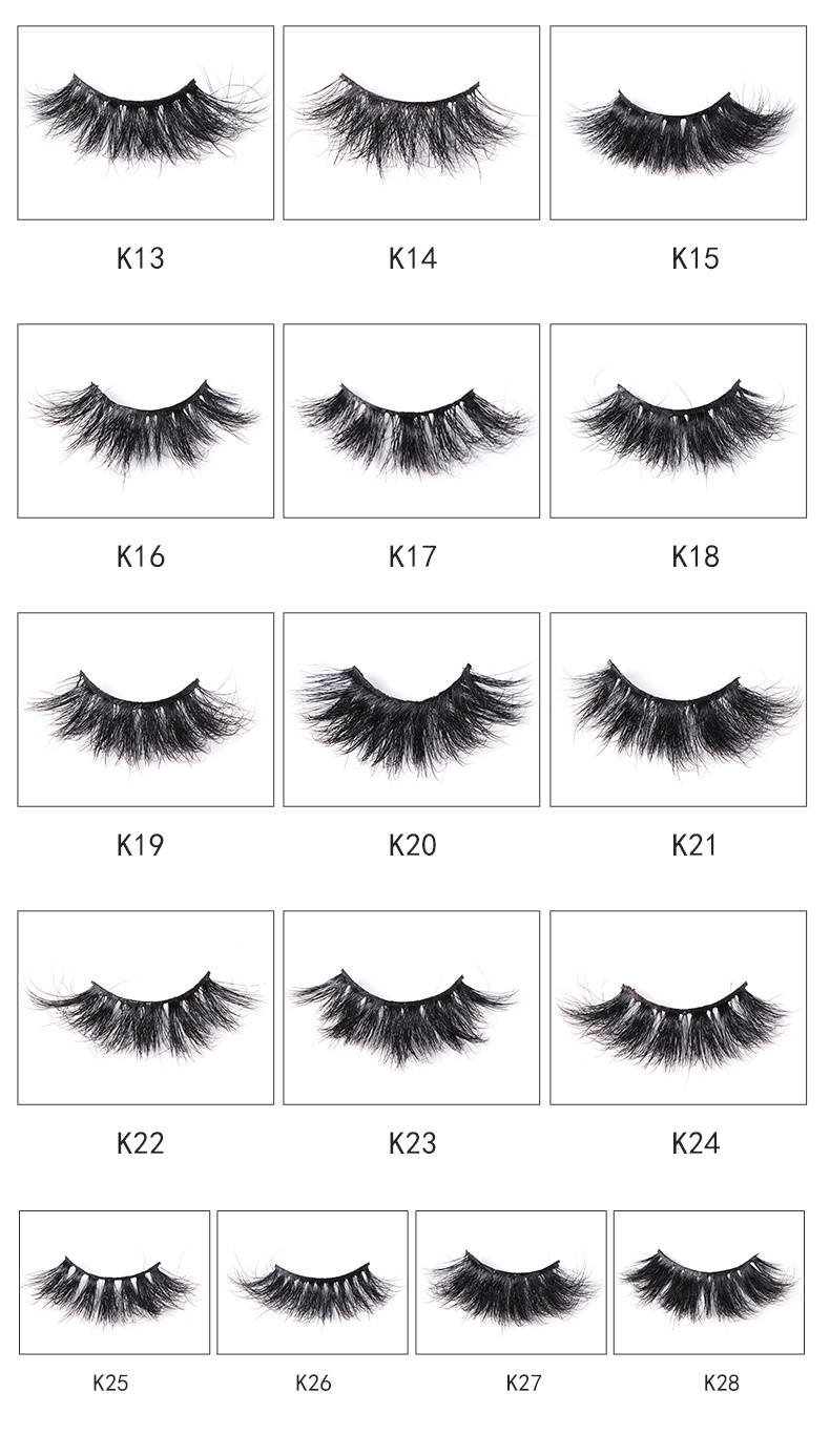 Luxury 3D 5D 6D 25mm Real Mink Fur Eyelashes Fluffy Silk Strip Eyelash Extension Fluffy Lashes