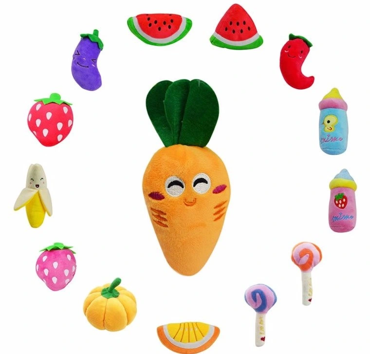 Pet Chew Squeaky Plush Sound Fruits Vegetables Dog Toys