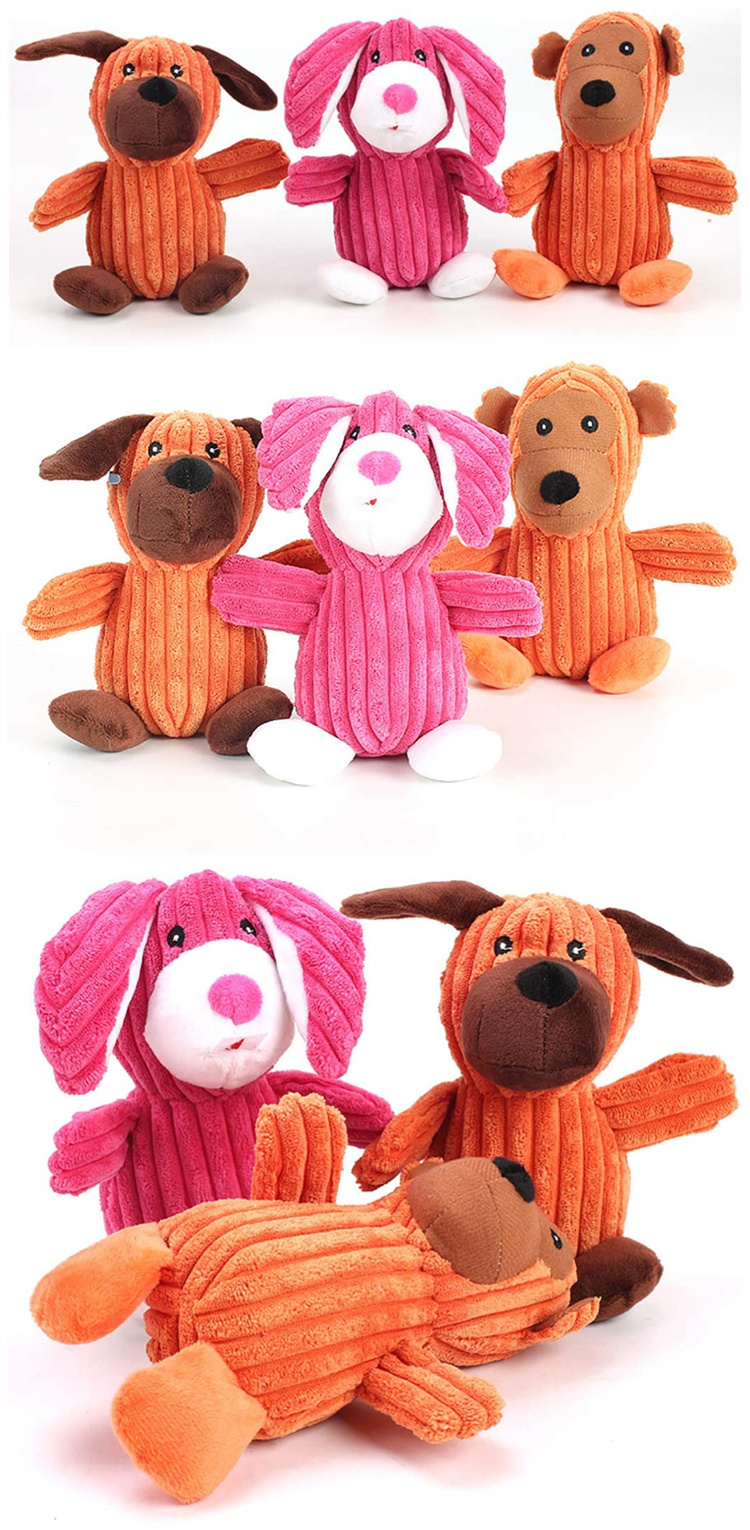 Corduroy Pink Pink Stuffed Squaker Custom Plush Pet Toy