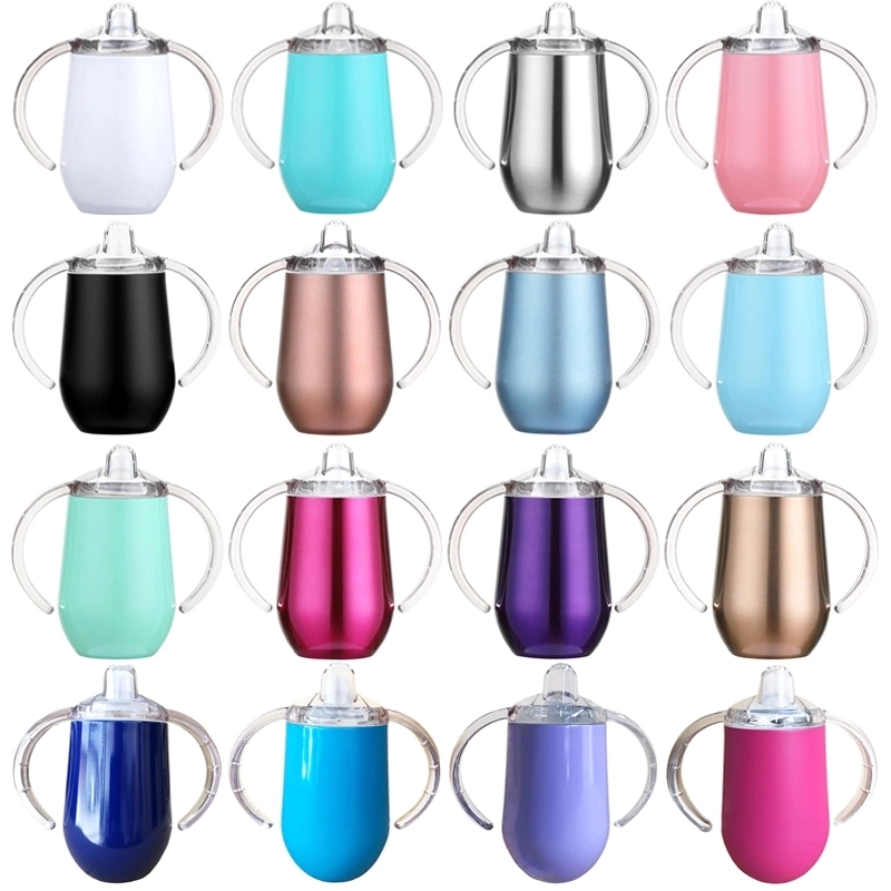 Stainless Steel Children Milk Tumbler with Two Holder 10oz Sippy Tumbler Vacuum Baby Mug with Handle