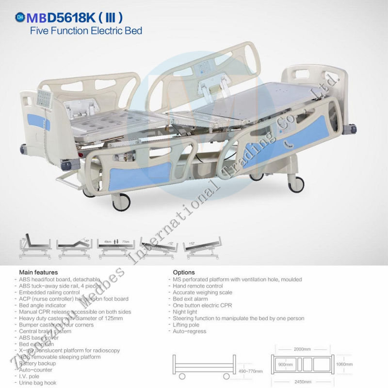 Two or Five Function Electric Hospital Bed Medical Bed