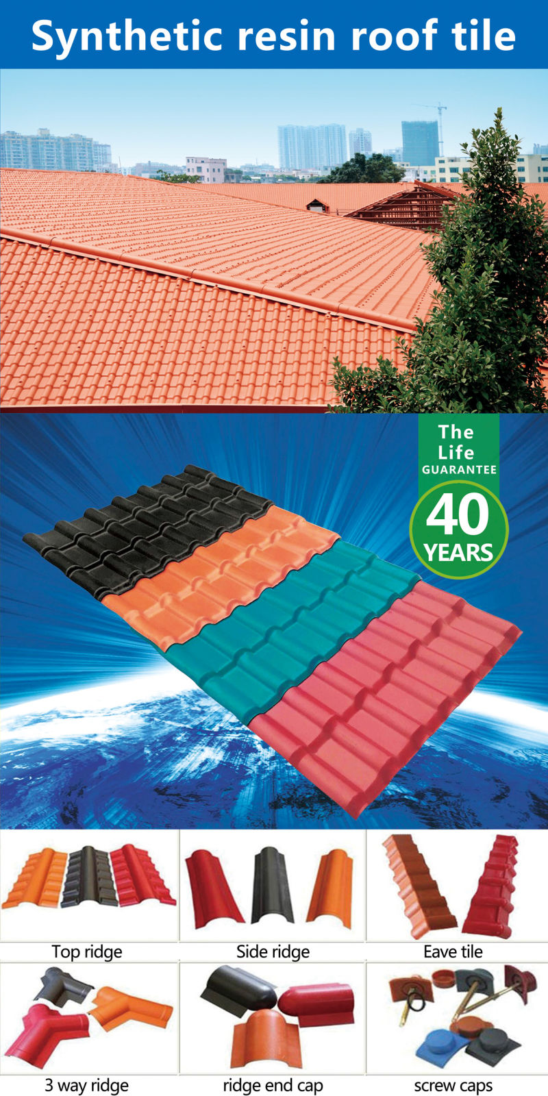 Heat Insulation PVC Roof Tiles for Prefab Houses