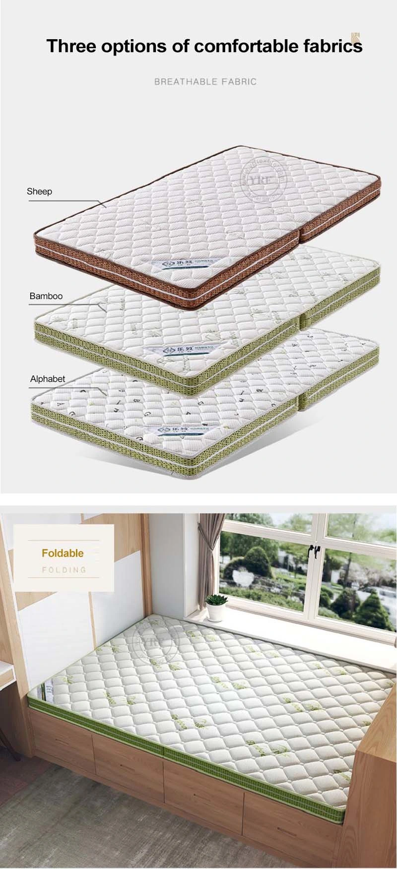 Home Latex Sleeping Tatami Tri-Fold Detachable Washable 8cm Bed Bedroom