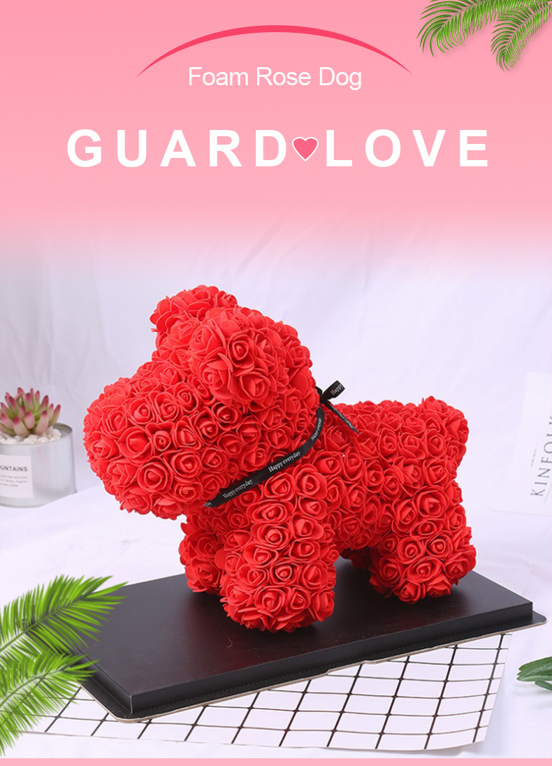 Products Artificial Foam Rose Dog for Wedding Gifts Rose Dog Rose Teddy