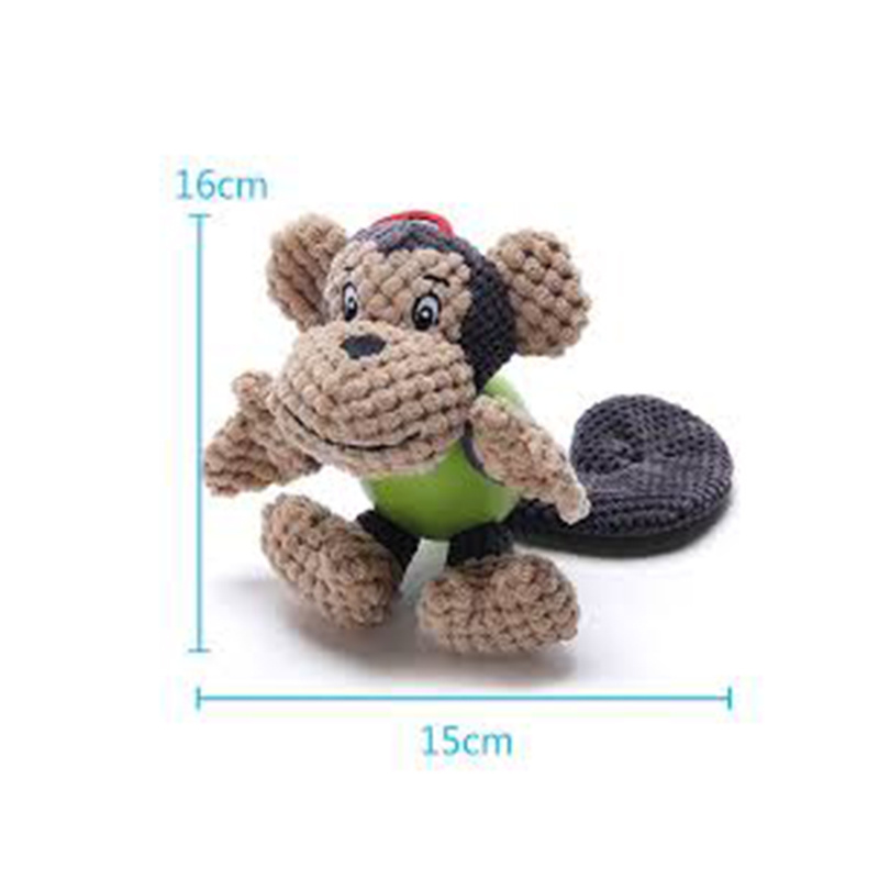 Factory Cheap Ome Monkey/ Hippopotamus Pet Plush Squeaky Chew Toy Dog Supplies