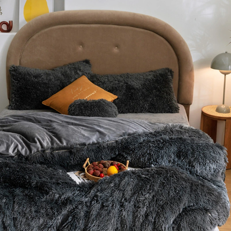 Luxury Fluffy Bed Sheets 100% Polyester Fluffy Bed Covers Bedding Set Comforter for Low Price Wholesale