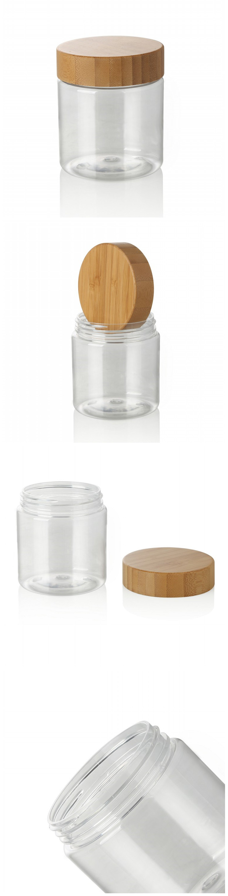 Clear Pet Plastic Jar with Natural Bamboo Lid